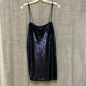 Navy blue sparkly slip dress
